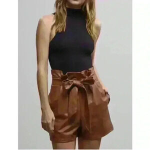 NWT Commando High Waist Faux Leather Paperbag Shorts Large